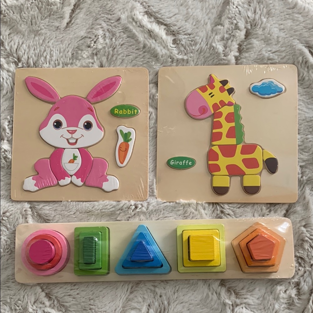 NWT Colorful Animal and Shape Puzzle Set for Kids